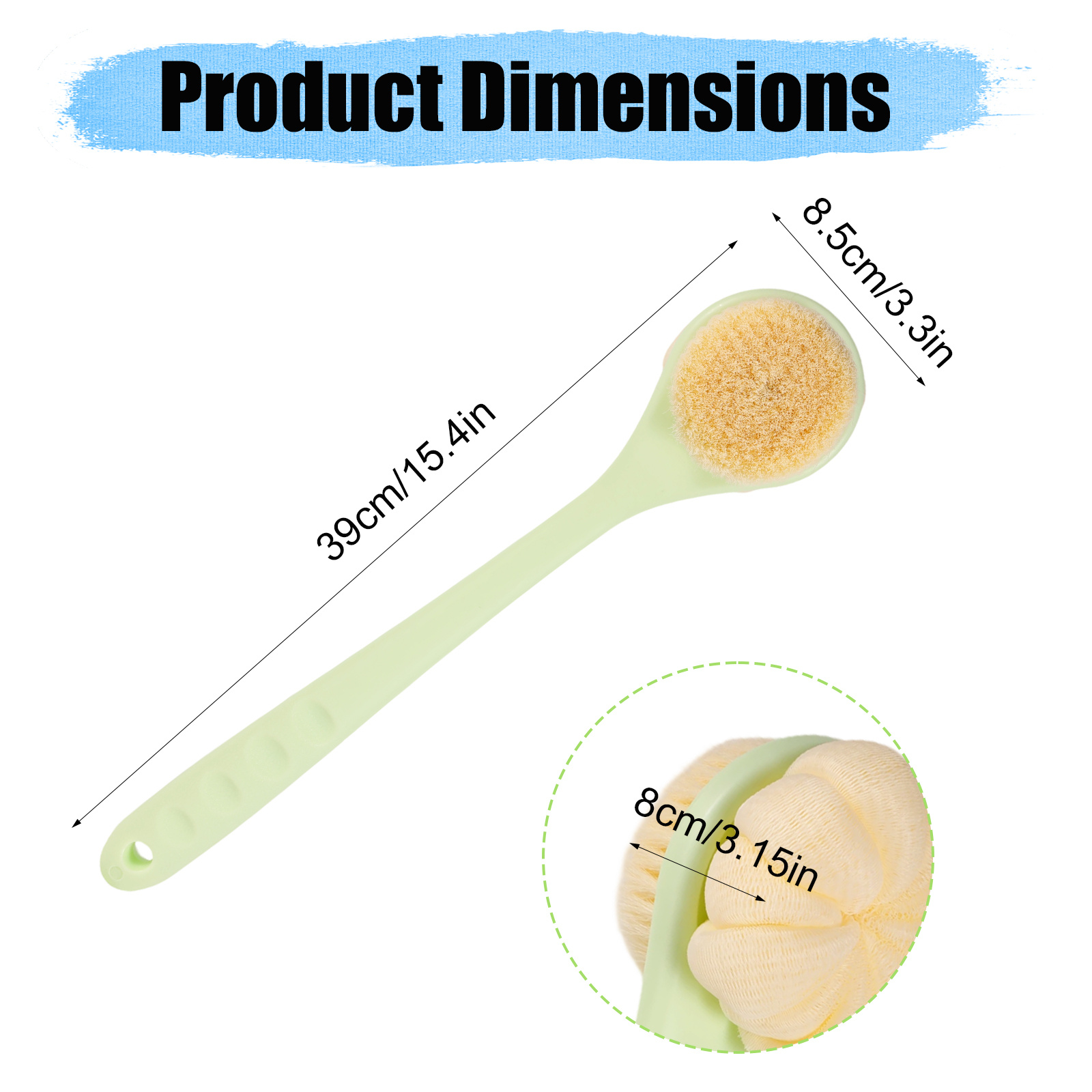 Long Handle Back Scrubber for Shower, 1pc